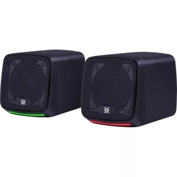 Pc-luidspreker DEFENDER J3 2.0 6W LED USB, 2×3W RMS, 90–20000 Hz, 3,5 mm, zwart