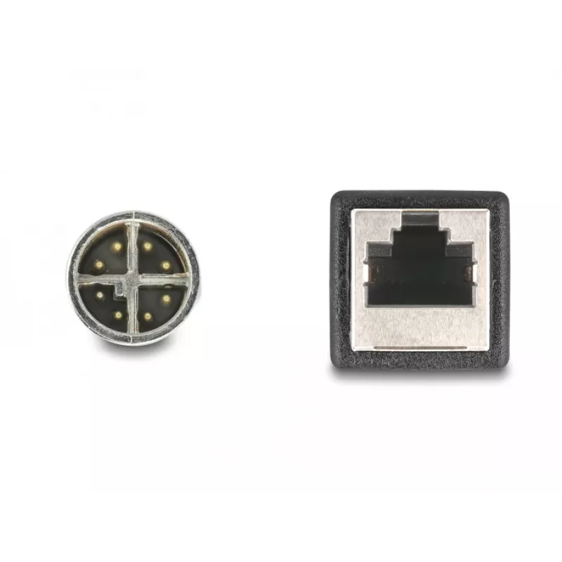 DeLOCK M12-adapterkabel X-gecodeerd 8 pin stekker naar RJ45 bus 50 cm