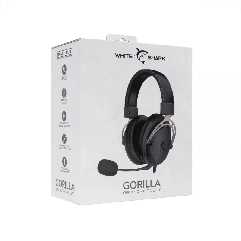 Koptelefoon White Shark GH-2341 Gorilla zwart/grijs