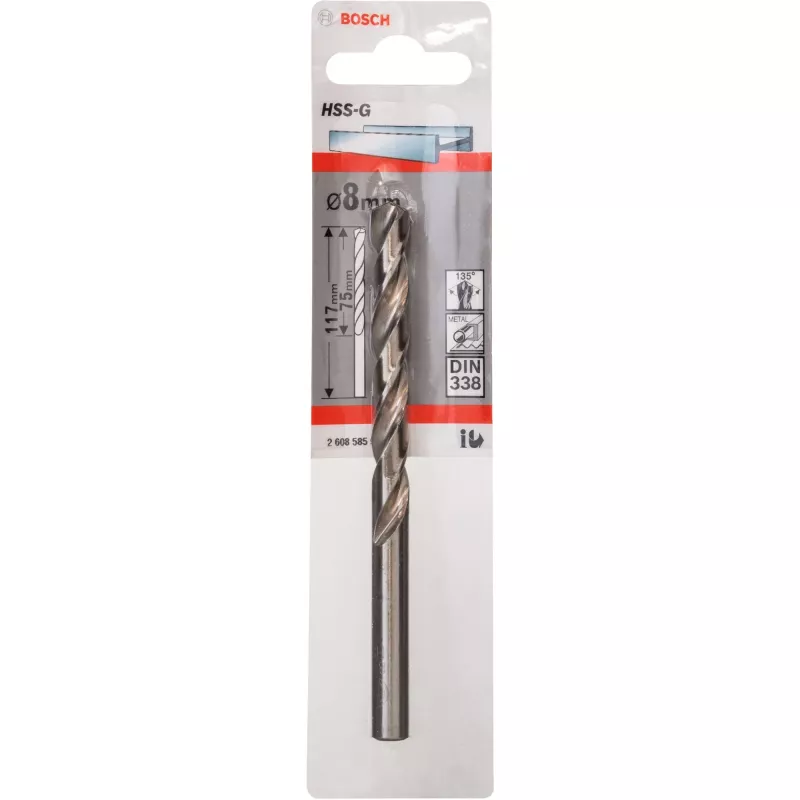 Spiraalboor Bosch Metal HSS-G DIN 338 8 mm