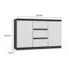 Commode 2 deuren 3 laden top e shop M-MP-K-MAL-2D3S-ANTBIA — antraciet frame, witte deuren, 1200×750×400 mm