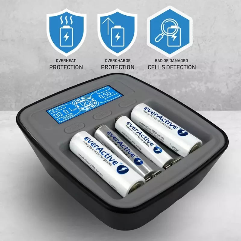 everActive NC-1000M V2 batterijlader, Ni-MH, 4 sleuven AA/AAA, USB-C, zwart