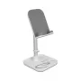 DeLOCK smartphone- en tablet-telescoopstandaard met opbergvak, zilver/wit