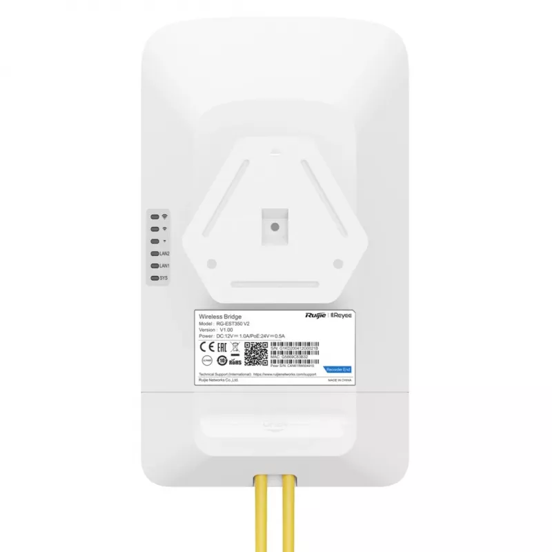 Ruijie Reyee RG-EST350 V2 draadloze bridge 5 GHz 802.11ac dual-stream, 867 Mbps, 5 km, 15 dB, PoE, wit