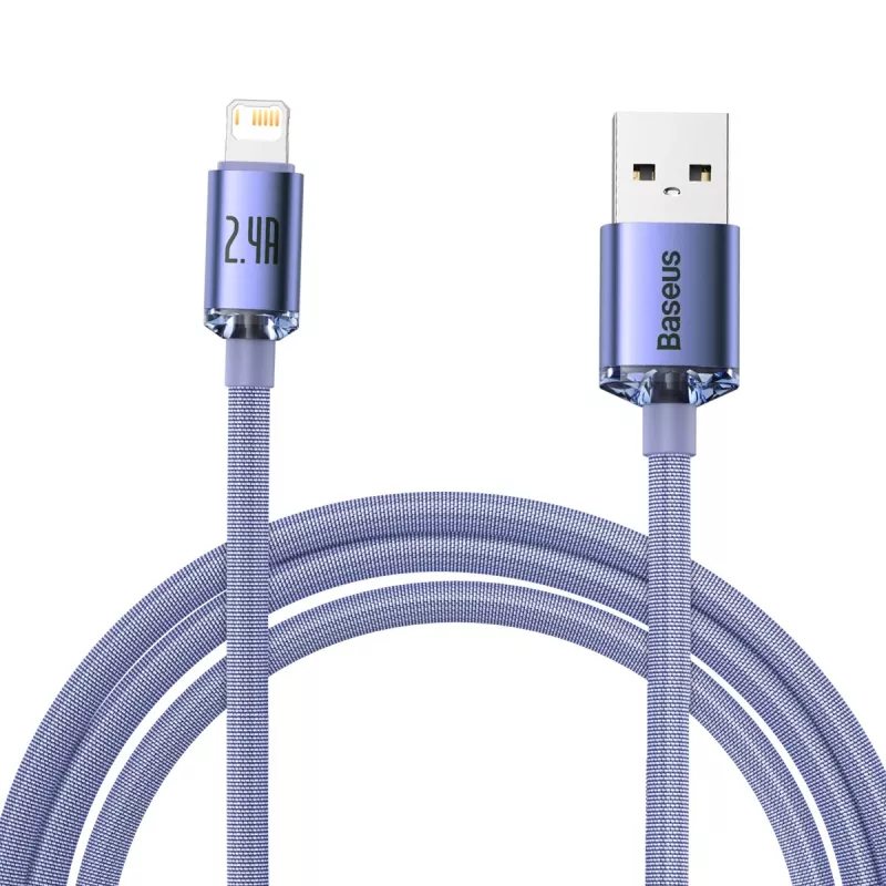 Baseus Crystal Shine kabel USB naar Lightning, 2,4A, 2m (paars)