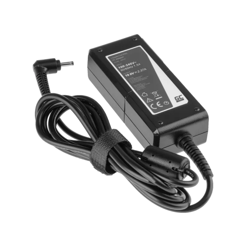 Green Cell PRO AD61P laptopadapter voor Asus ZenBook, voor binnengebruik, 45 W, 19 V 2,37 A, 3,0-1,1 mm connector, zwart