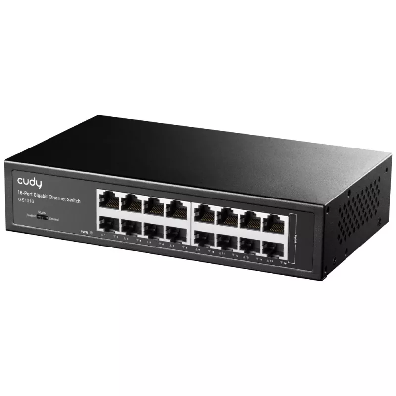 Netwerk-switch Cudy GS1016 — 16-poorts Gigabit Ethernet (10/100/1000), 32 Gbit/s switching, rackmontage, AC-gevoed