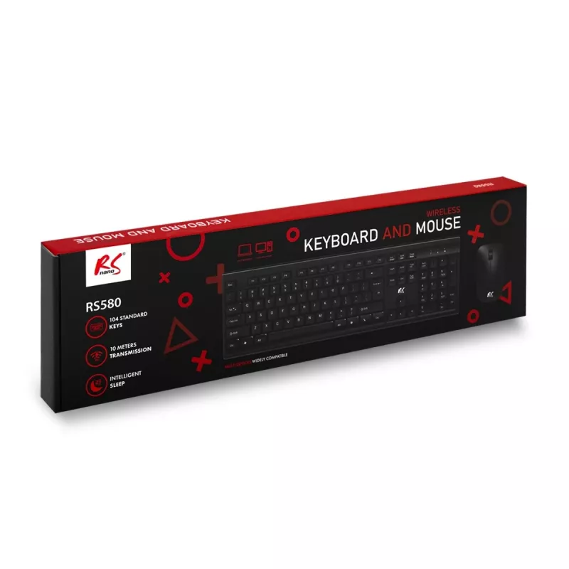 NanoRS draadloze toetsenbord- en muiscombinatie met ergonomisch design – RS580 voor soepel en efficiënt gebruik