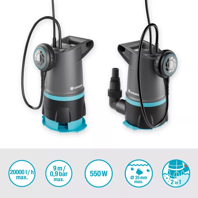Dompelpomp GARDENA 09018-47 — 550 W motor voor waterafvoer en -omleiding