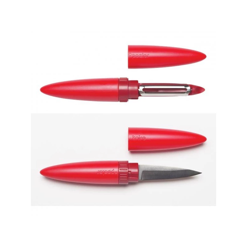 ViceVersa Inky 2-in-1 aardappelschiller en schraper met standaard, rood