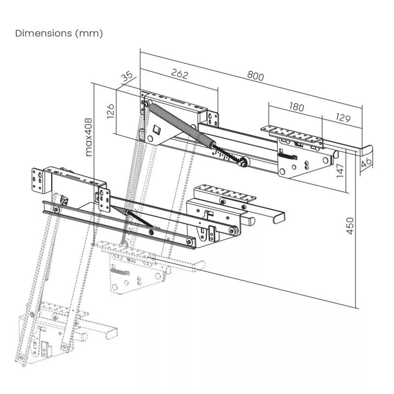 Keukenkast-opzet MACLEAN MC-497 lift voor bovenkasten, ophijsmechanisme