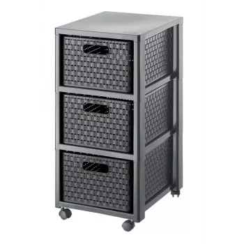 Opbergeenheid met laden Rotho Country 3 laden antraciet polypropyleen 325×375×712 mm met wielen