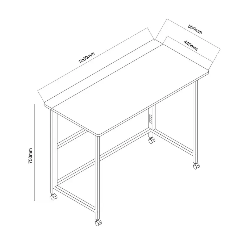 Maclean klaptafel, zwart, mobiel, 100 x 50 cm, max. 50 kg MC-1250 B