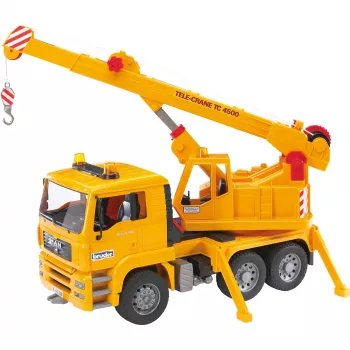 Kraanwagen BRUDER MAN BR-02754, ABS-constructie, geel, voor kinderen vanaf 4 jaar (zonder licht- en geluidsmodule)