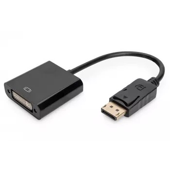 Assmann DisplayPort-adapterkabel. DP - DVI (24+5) M/F. 0,15 m met vergrendeling. DP 1.1 compatibel. UL. bl. zonder afscherming. 32AWG (AK-340409-001-S)