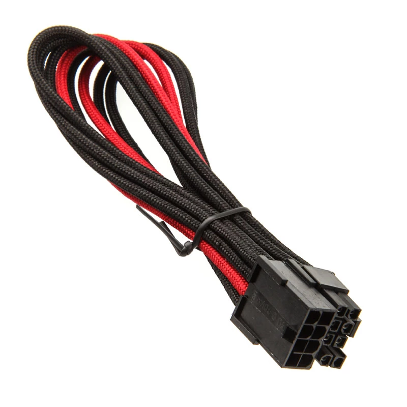 SilverStone PCIe-8-pin-naar-PCIe-6+2-pin-kabel, 250 mm – zwart/rood