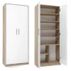 Ladekast OLIV 2D 74x35x180 cm, Sonoma-eiken/wit
