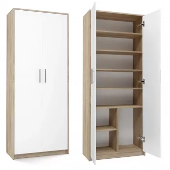 Ladekast OLIV 2D 74x35x180 cm, Sonoma-eiken/wit