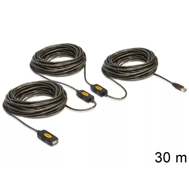 USB-kabel DeLOCK 30 m USB2.0 USB A zwart