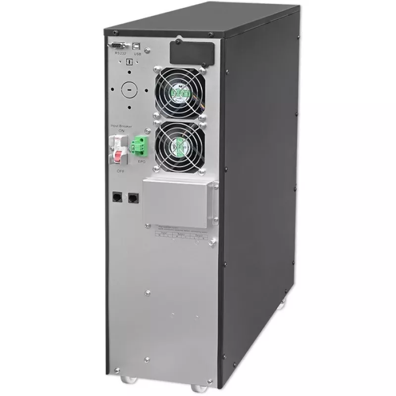 Qoltec 52284 UPS noodstroomvoorziening | 10kVA | 10000W | arbeidsfactor 1,0 | LCD | EPO | USB | online