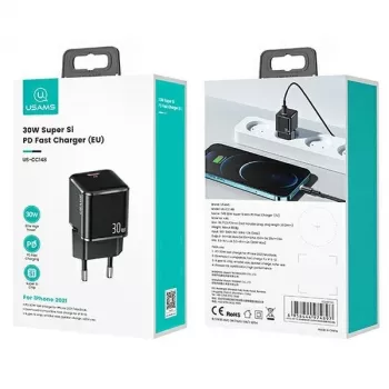Wandoplader usams T45 30W USB‑C PD3.0 voor smartphones en tablets