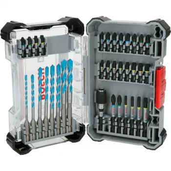 Klopboormachine- en bitset Bosch PRO 35-delig 2608522518 — gesorteerde boor- en schroefbits voor metaal, hout, metselwerk