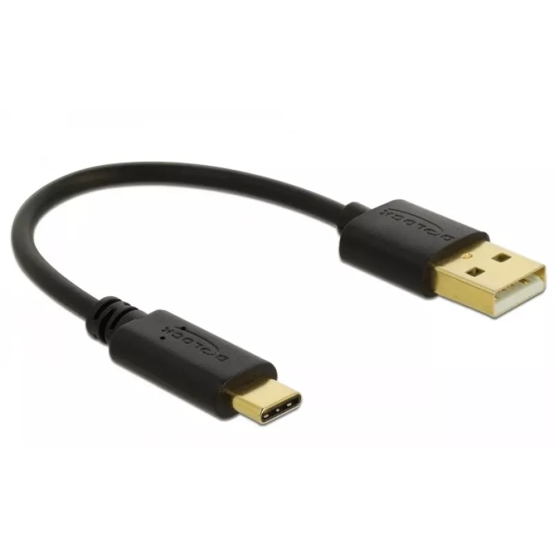 DeLOCK USB-oplaadkabel Type-A naar USB Type-C 15 cm zwart