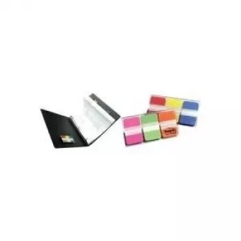 3M Post-It markeerstroken - 1 blok - rood - geel - blauw - 22 stroken/kleur - 66/dispenser - blauw - rood - geel - 25,4 mm - 38 mm - 22 vellen