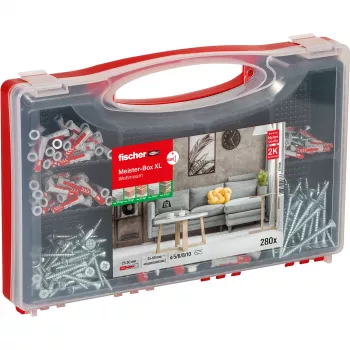 FISCHER bevestigingsset Meister-Box XL 210-delig – assortiment pluggen, schroeven en bevestigingsmaterialen