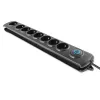 Overspanningsbeveiliging Qoltec 50113 zwart 8 AC-uitgangen 230 V 1,8 m