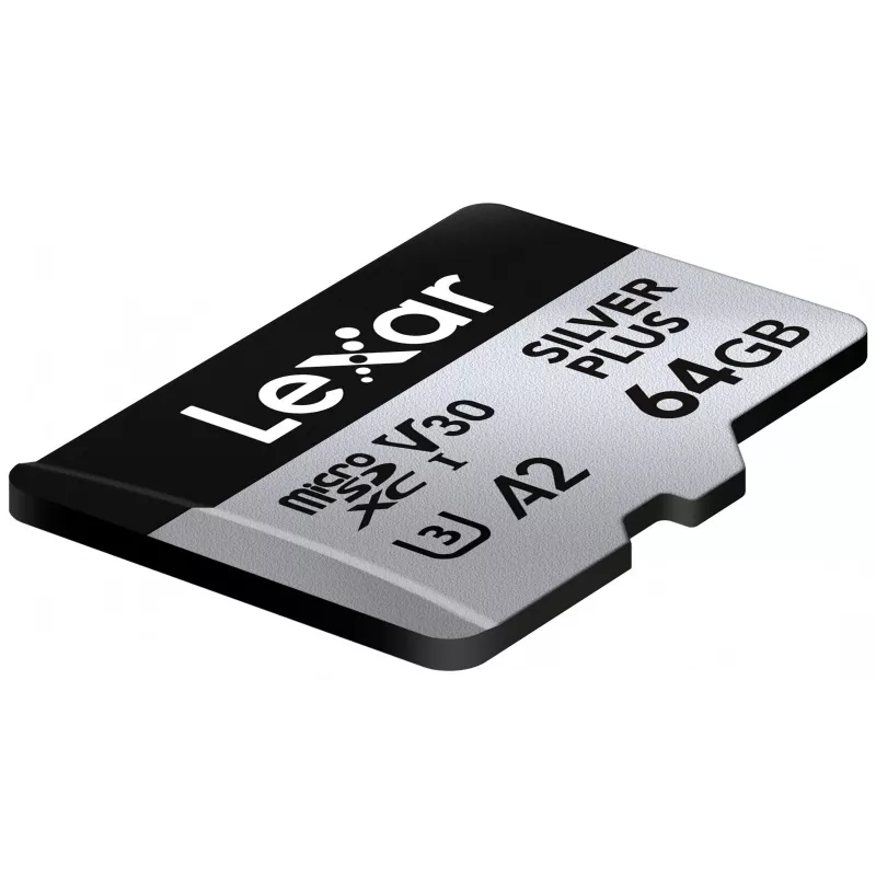 MicroSD-kaart Lexar 64 GB UHS-I klasse 3 SILVER PLUS