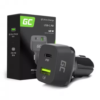 Auto-oplader Green Cell CAD33, 42 W, USB-C PD + USB-A QC3.0, 12/24 V ingang, 5–12 V uitgang