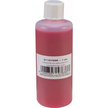 Stempelkusseninkt EUROLITE UV-actief transparant rood 100 ml, UV-reactieve transparante rode stempelinkt