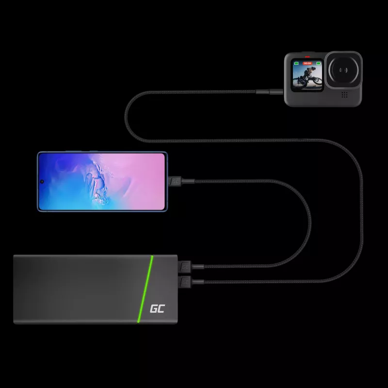 USB-kabel Green Cell KABGC19 USB 2.0 2m USB-A USB-C zwart