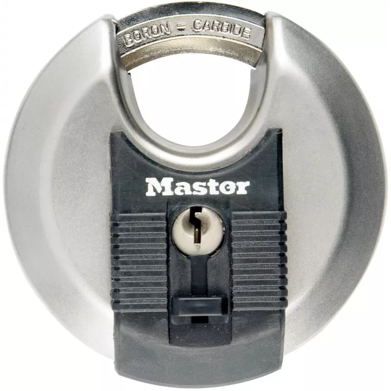 Discus hangslot MASTER LOCK 70 mm Excell roestvrijstaal, afgedekte beugel, verschillend sluitend
