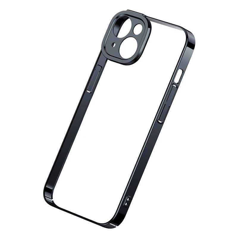 Baseus Glitter Transparent Case and Tempered Glass set voor iPhone 14 Plus (zwart)