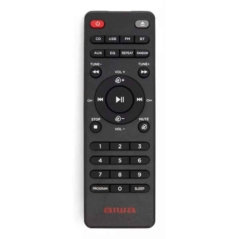 Home-audio-microset Aiwa MSBTU-550 — 50 W RMS, Bluetooth 10 m, FM, LED-display, cinch, zwart