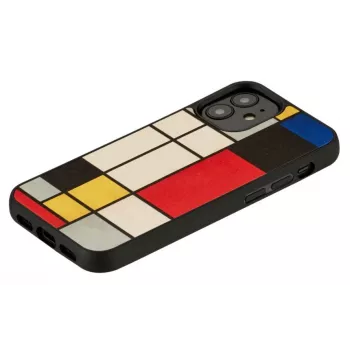 Telefoonhoesje Man and Wood voor iPhone 12 mini — houten achterkant, zwarte rand