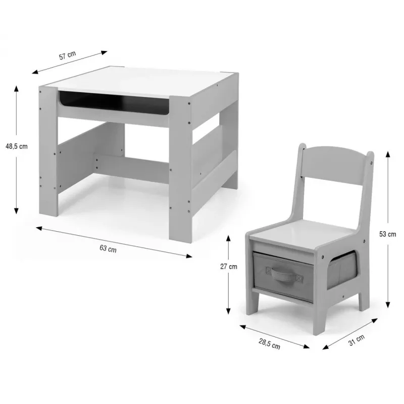 Kindermeubelset Milly Mally Sven grijs 5489 — compacte set in grijs
