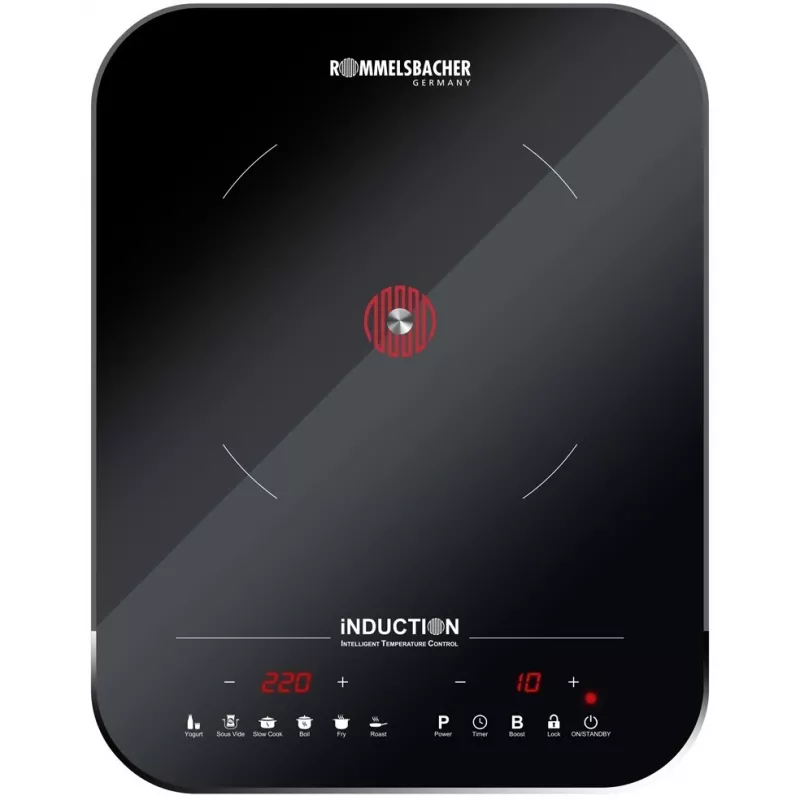 Inductiekookplaat Rommelsbacher CTS 2000/IN 1-zone touch control, frameloos glaskeramisch oppervlak, 145–220 mm zone