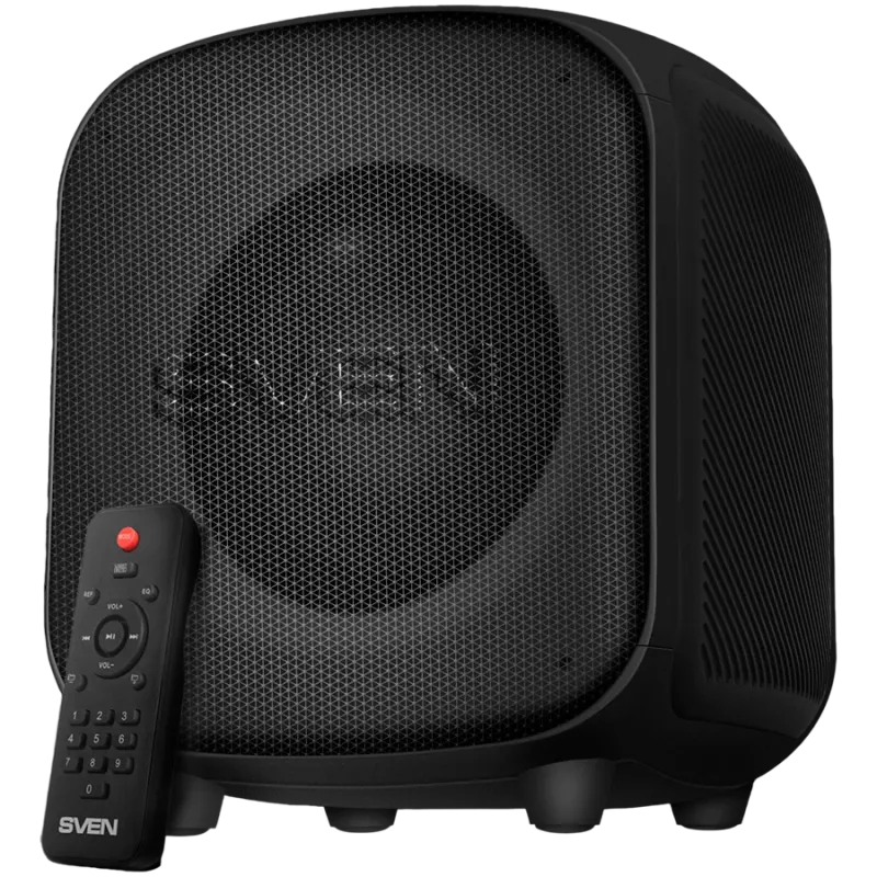 Luidspreker SVEN PS-555, zwart, uitgangsvermogen 65 W (RMS), TWS, Bluetooth, USB, microSD, afstandsbediening, lithiumaccu