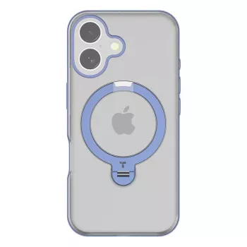 Beschermhoesje Torras Ostand Spin voor iPhone 16 – blauw, slank profiel, draadloos laden compatibel