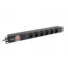 Stroomverdeeleenheid LANBERG PDU-06E-0200-BK — 6x Type-E-uitgangen, 16 A, 2 m kabel, 1HE rack, 220–250 V