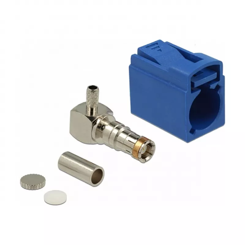 DeLOCK 89715 FAKRA C-busconnector 90° voor krimpen, signaalblauw