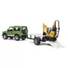 BRUDER Land Rover Defender met aanhanger CAT en man speelgoedvoertuig
