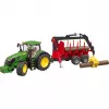 BRUDER John Deere 7R 350 met bosbouwaanhanger en 4 boomstammen