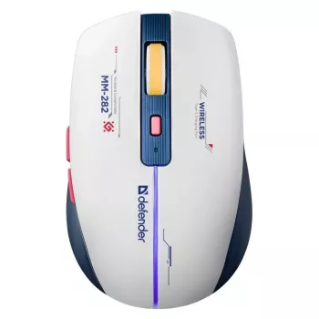 Draadloze gaming-muis DEFENDER MM-282 RF — dubbelhandig, optisch 1800 DPI, 5 knoppen, USB, op batterijen