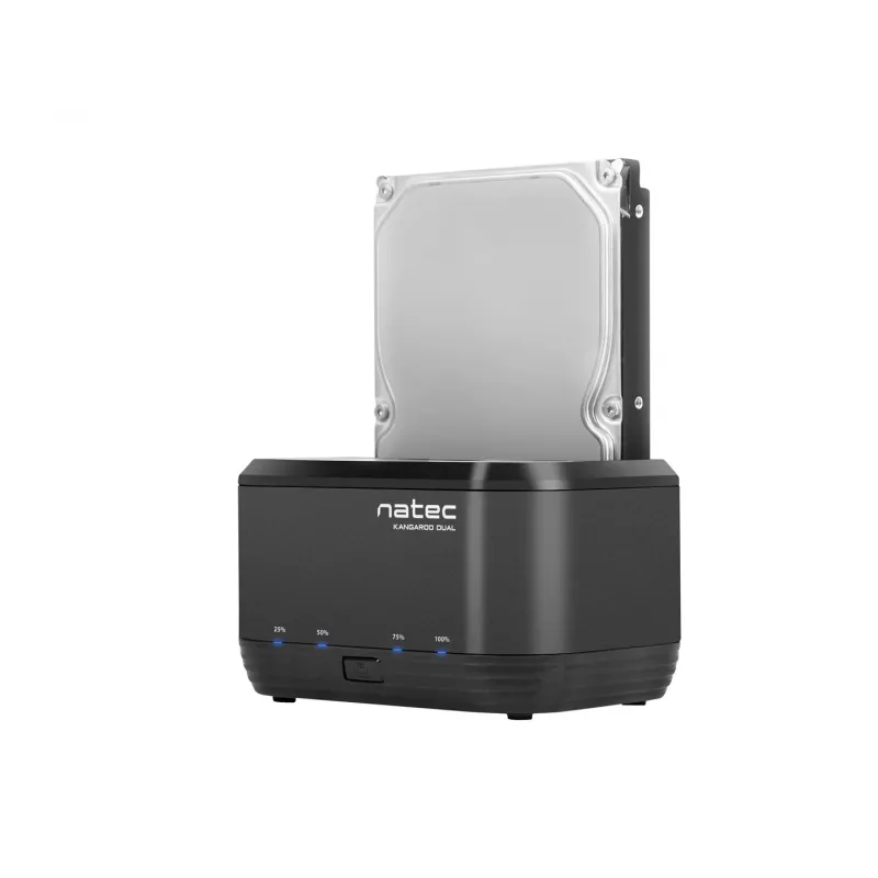 Harde-schijfdockingstation 2,5/3,5 USB 3.0 Natec Kangaroo Dual, kloonfunctie, voeding