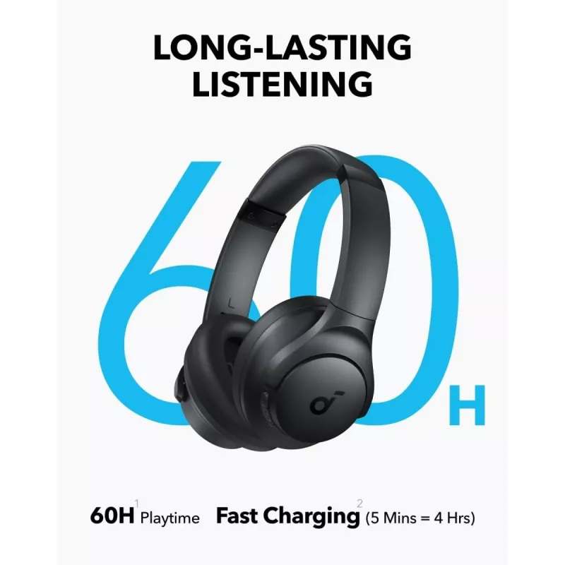 Over-ear hoofdtelefoon Anker Soundcore Q11i, Bluetooth 5.0, tot 20 uur accu, ingebouwde microfoon, donkergrijs