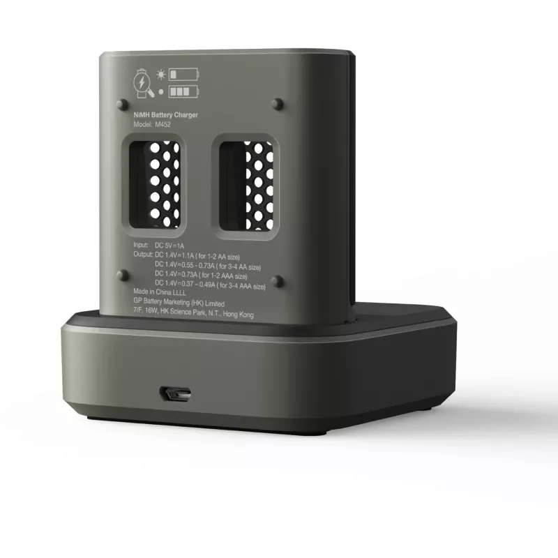 Batterijoplader-dockingstation GP M452 voor NiMH Micro AAA, Mignon AA accu's